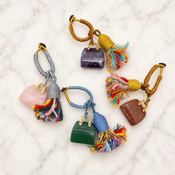 Mini Handbag Natural Gemstone Bag Charm & Keychain | 40KC202