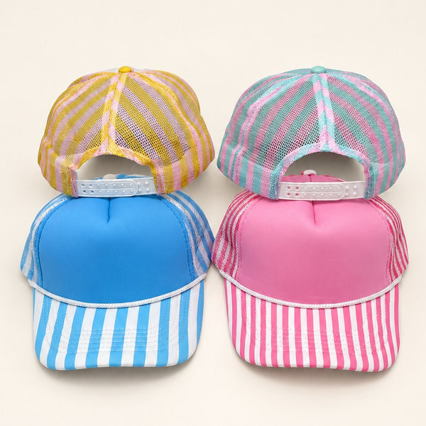 Pastel Striped Mesh Trucker Hat | 40HW768