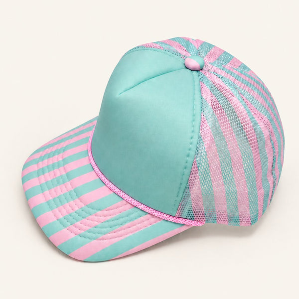 Pastel Striped Mesh Trucker Hat | 40HW768