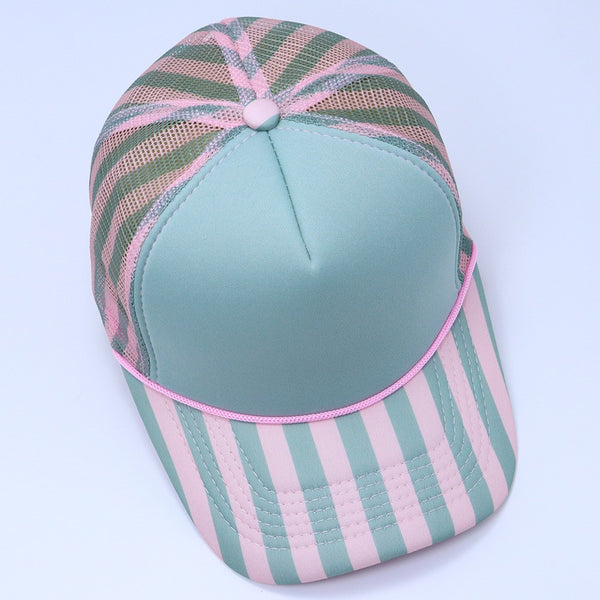Pastel Striped Mesh Trucker Hat | 40HW768