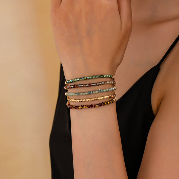 Boho Multi Coil Brass Guitar String Bracelet Set | 80B1927
