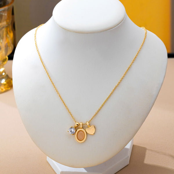 Cluster Multi-Charm Bead Rhinestone Heart Necklace| 80N93793