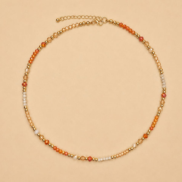 Faceted Glass Bead & Gold Accent Beaded Necklace | 40NK9793