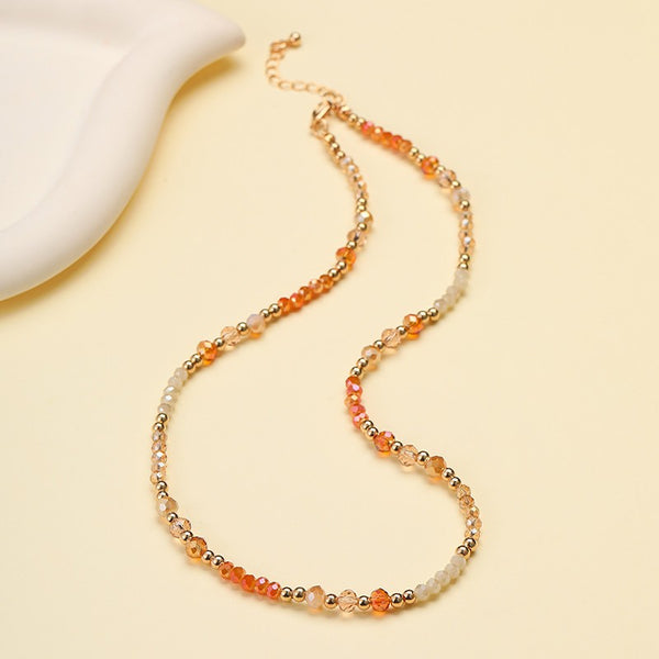 Faceted Glass Bead & Gold Accent Beaded Necklace | 40NK9793