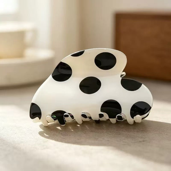 Retro Polka Dot & Striped Heart Hair Claw Clips | 40H1212