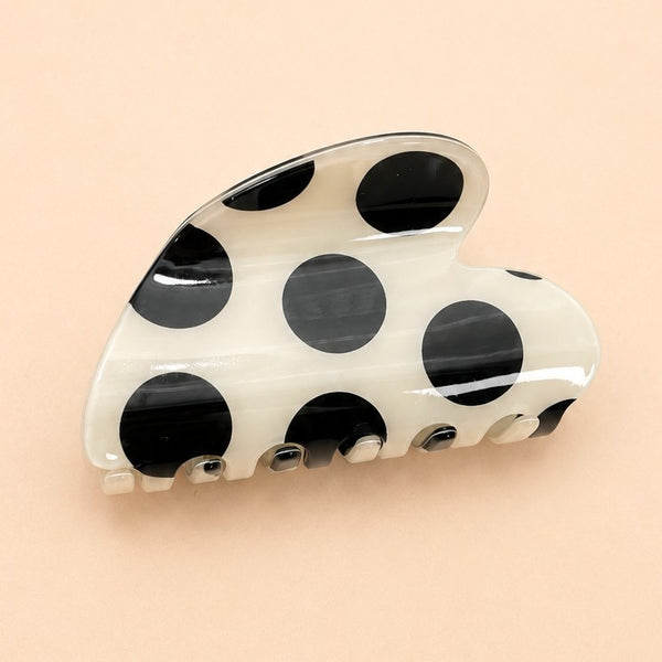 Retro Polka Dot & Striped Heart Hair Claw Clips | 40H1212