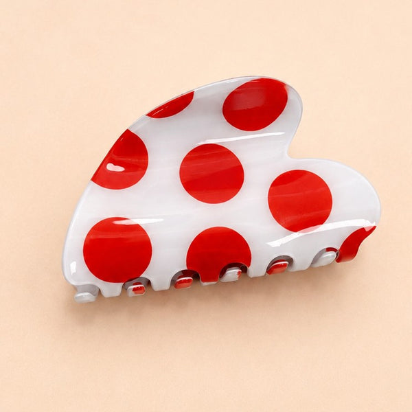 Retro Polka Dot & Striped Heart Hair Claw Clips | 40H1212