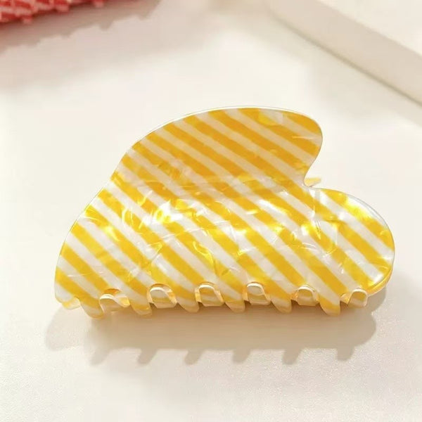 Retro Polka Dot & Striped Heart Hair Claw Clips | 40H1212