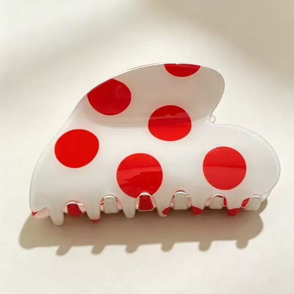 Retro Polka Dot & Striped Heart Hair Claw Clips | 40H1212
