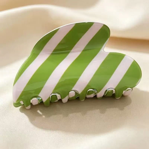 Retro Polka Dot & Striped Heart Hair Claw Clips | 40H1212