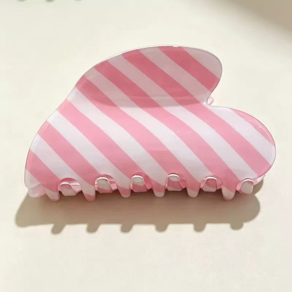 Retro Polka Dot & Striped Heart Hair Claw Clips | 40H1212