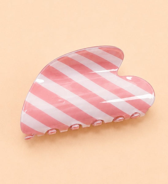 Retro Polka Dot & Striped Heart Hair Claw Clips | 40H1212