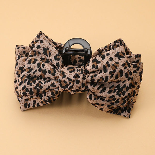 Leopard Print Bow Hair Claw Clips | 40H1215