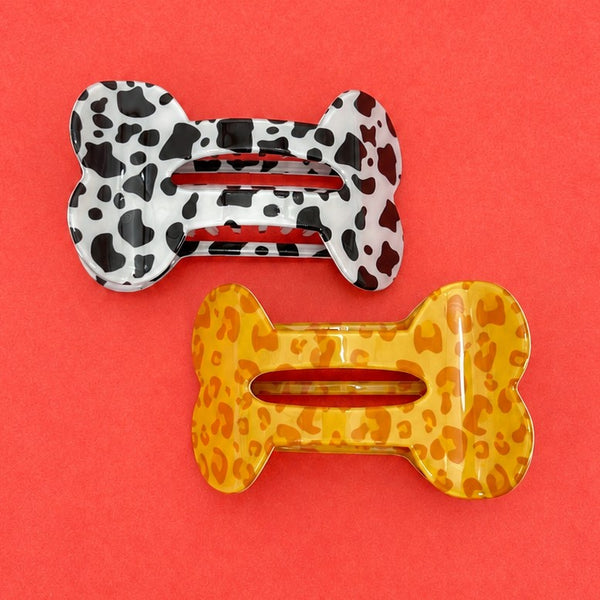 Animal Print Dog Bone-Shaped Hair Claw Clips | 40H1217