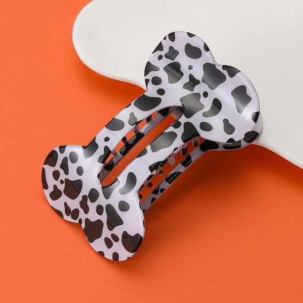 Animal Print Dog Bone-Shaped Hair Claw Clips | 40H1217