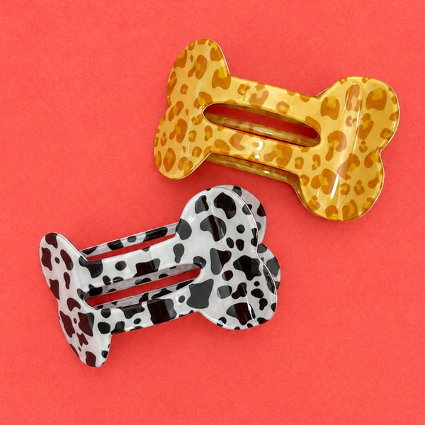 Animal Print Dog Bone-Shaped Hair Claw Clips | 40H1217