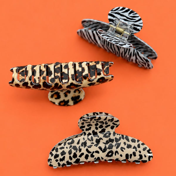 Animal Print Curved Hair Claw Clips | 40H1213