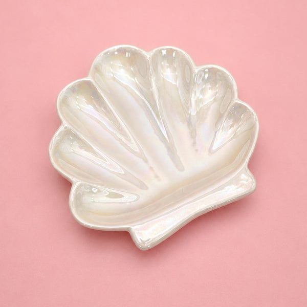 Pearlized Shell Ceramic Decorative Trinket Dish | 40CP101