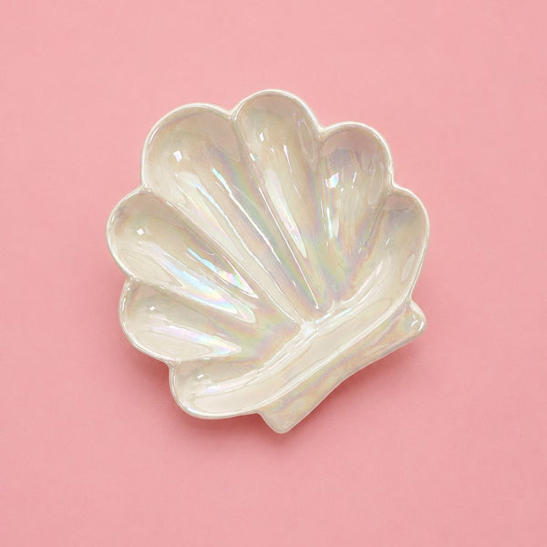 Pearlized Shell Ceramic Decorative Trinket Dish | 40CP101