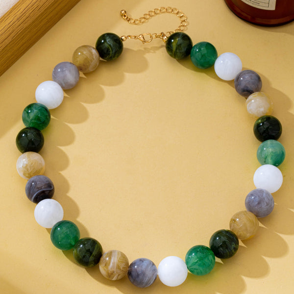 Multicolor Marbled Chunky Bead Statement Necklace | 80N93833