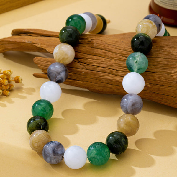 Multicolor Marbled Chunky Bead Statement Necklace | 80N93833