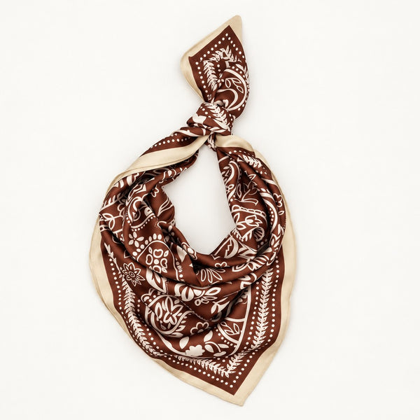 Classic Paisley Floral Printed Satin Square Scarf | 40SC739