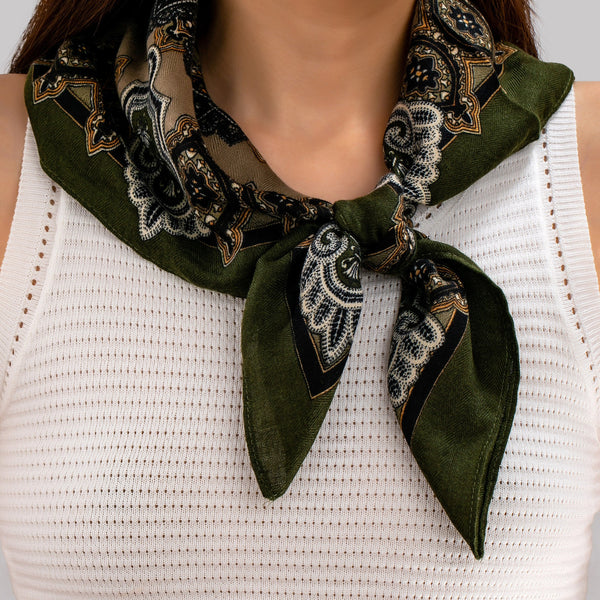 Vintage Botanical Floral Paisley Square Scarf | 80SC3105