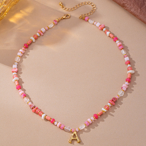 Boho Mixed Acrylic Initial Necklace 12Pc Set|80N93837-Pack12