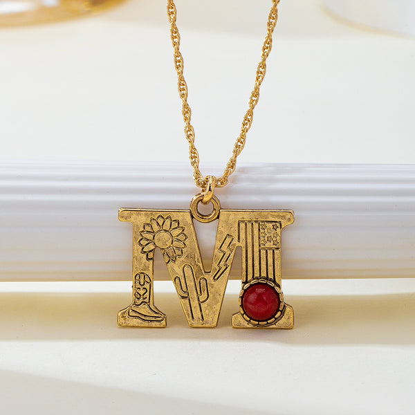 Western Engraved Initial Necklace 12Pc Set| 80N93892-Pack 12