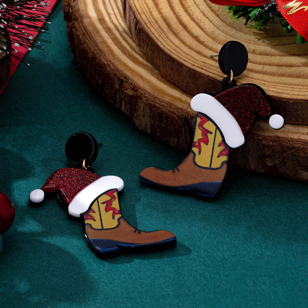 Santa Hat & Western Cowboy Drop Earrings | 80E63506