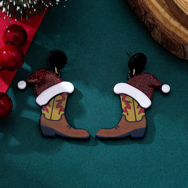 Santa Hat & Western Cowboy Drop Earrings | 80E63506