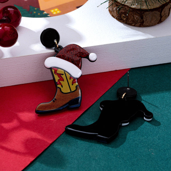 Santa Hat & Western Cowboy Drop Earrings | 80E63506