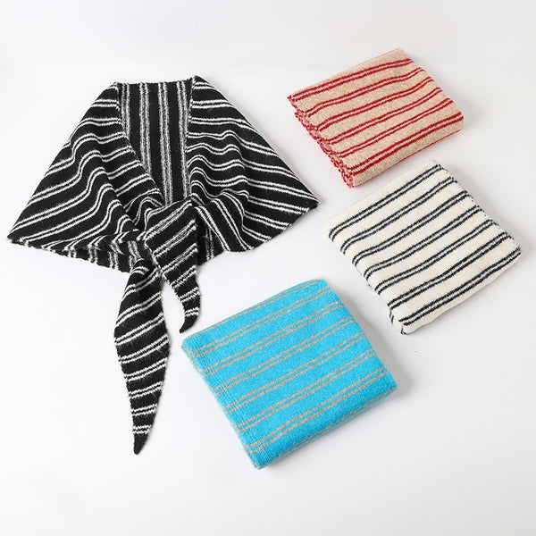 Striped Triangle Neck Scarf Shawl | 40SC747