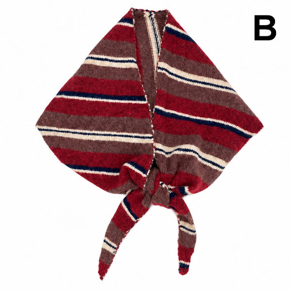Striped Triangle Neck Scarf Shawl | 40SC747