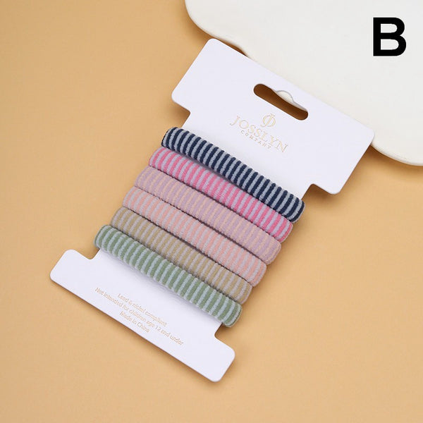 Striped Terry Hair Ties 6-Pc Set | 40S753