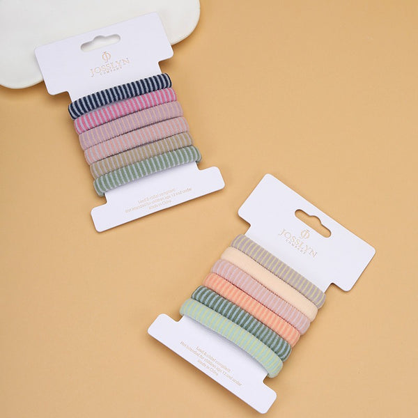 Striped Terry Hair Ties 6-Pc Set | 40S753