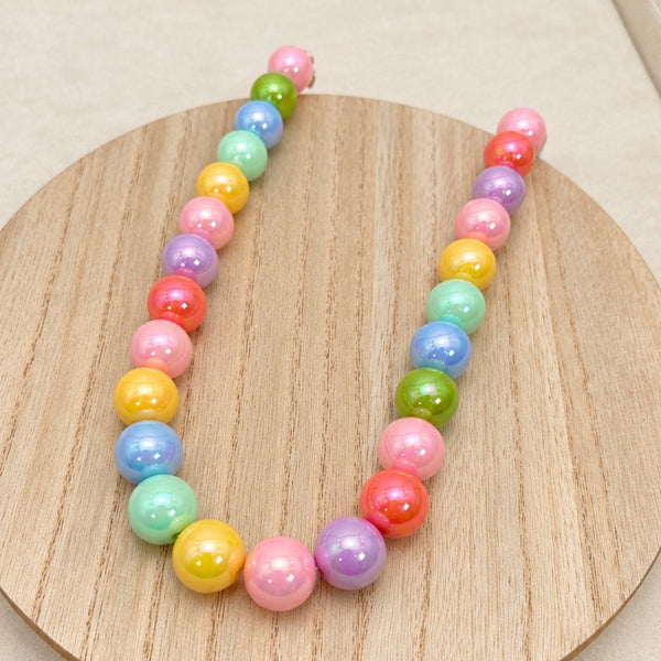 Chunky Pastel Iridescent Pearl Bead Collar Necklace|40NK9846