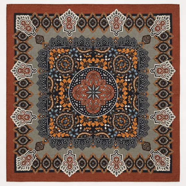 Vintage Botanical Floral Paisley Square Scarf | 80SC3105