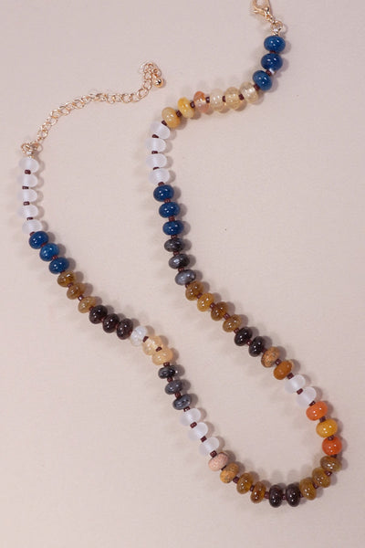 NATURAL AGATE GLASS SEMI PRECIOUS BEAD NECKLACE | 80N896