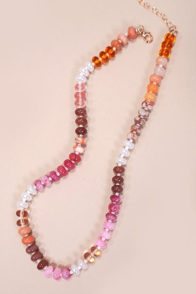 NATURAL AGATE GLASS SEMI PRECIOUS BEAD NECKLACE | 80N896