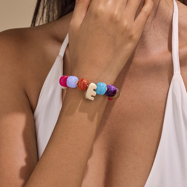 Chunky Initial Stretch Bracelet Set | 40B5276-Pack 12