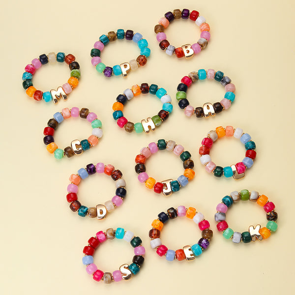 Chunky Initial Stretch Bracelet Set | 40B5276-Pack 12