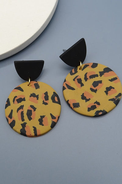 ANIMAL PRINT EXAGGERATED POLYMER CLAY EARRINGS | 40E178