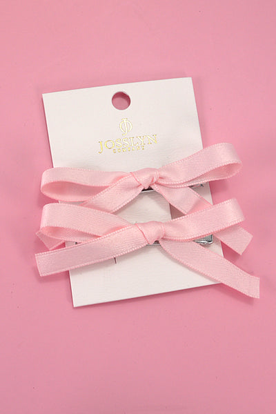 SOFT SILKY BOW HAIR PIN PAIR | 40H732