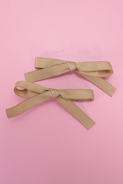 SOFT SILKY BOW HAIR PIN PAIR | 40H732