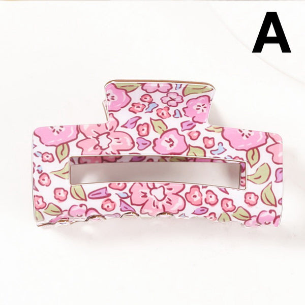 JUMBO FLORAL RECTANGLE HAIR CLAW CLIPS | 40H936
