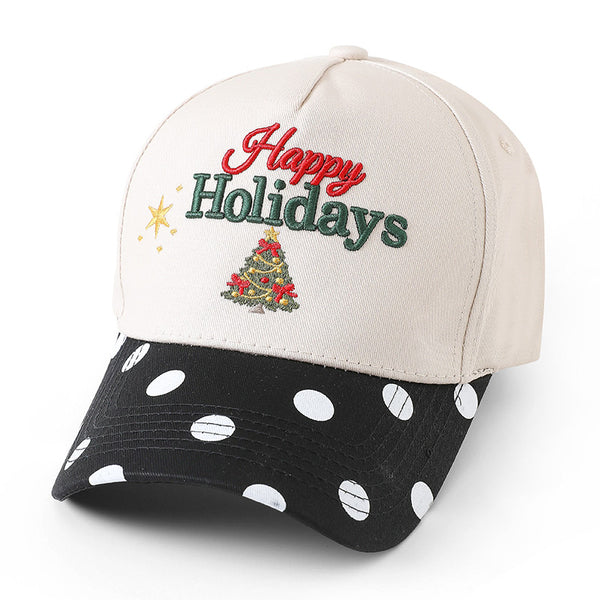 Happy Holidays Embroidered Polka Dot Baseball Cap | 40HW762