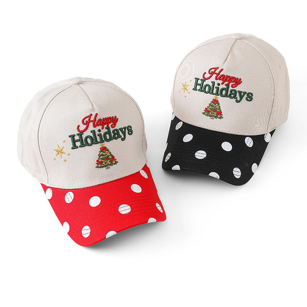 Happy Holidays Embroidered Polka Dot Baseball Cap | 40HW762