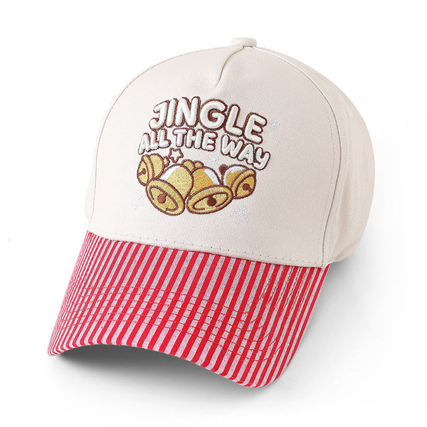 Holiday Embroidered Striped Brim Baseball Cap | 40HW763