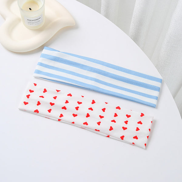 Stripe Heart Printed Yoga Headband 2-pc Set| 40HWP601-Pack 2